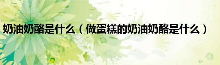 奶油奶酪是什么(做蛋糕的奶油奶酪是什么)