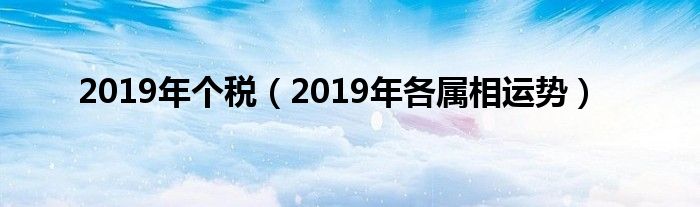 2019年个税(2019年各属相运势)