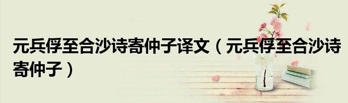 元兵俘至合沙诗寄仲子译文(元兵俘至合沙诗寄仲子)