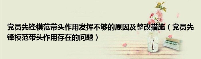 党员先锋模范带头作用发挥不够的原因及整改措施(党员先锋模范带头作用存在的问题)