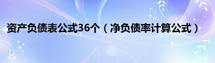 资产负债表公式36个（净负债率计算公式）