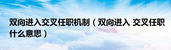 双向进入交叉任职机制(双向进入 交叉任职什么意思)