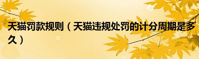 天猫罚款规则(天猫违规处罚的计分周期是多久)