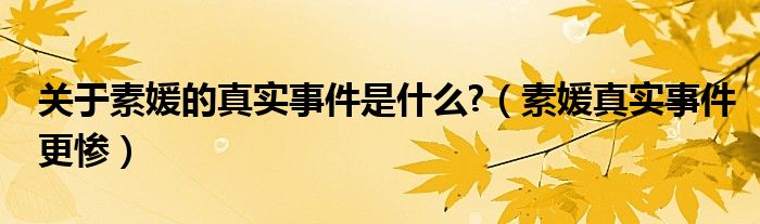 关于素媛的真实事件是什么?（素媛真实事件更惨）