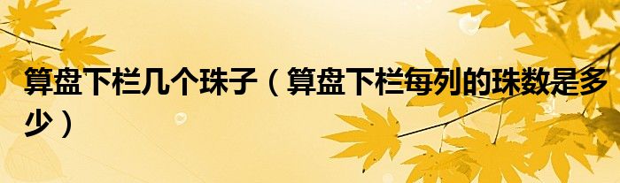 算盘下栏几个珠子(算盘下栏每列的珠数是多少)