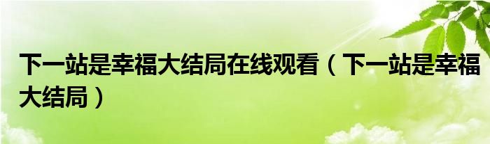 下一站是幸福大结局在线观看(下一站是幸福大结局)