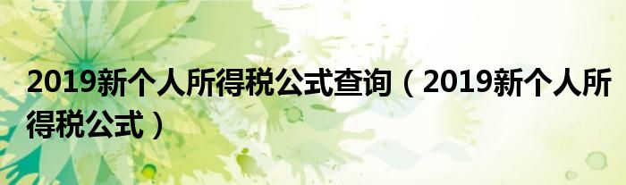 2019新个人所得税公式查询(2019新个人所得税公式)