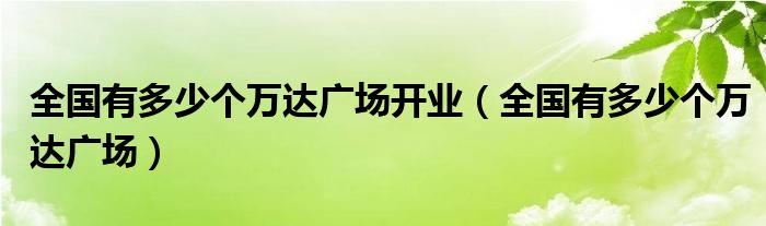 全国有多少个万达广场开业(全国有多少个万达广场)