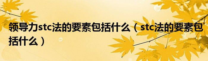 领导力stc法的要素包括什么(stc法的要素包括什么)