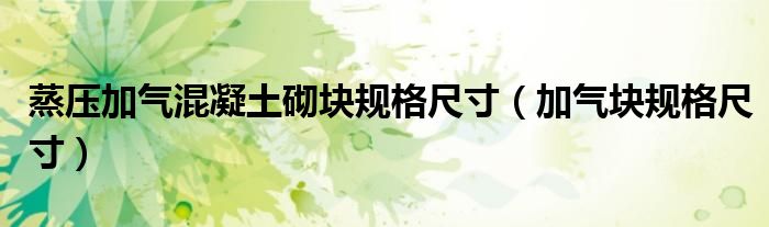 蒸压加气混凝土砌块规格尺寸(加气块规格尺寸)