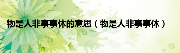 物是人非事事休的意思(物是人非事事休)