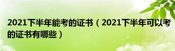 2021下半年能考的证书(2021下半年可以考的证书有哪些)