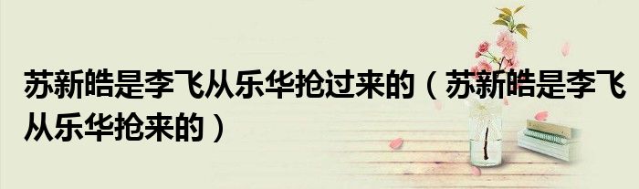 苏新皓是李飞从乐华抢过来的(苏新皓是李飞从乐华抢来的)
