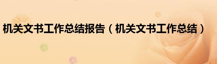 机关文书工作总结报告(机关文书工作总结)