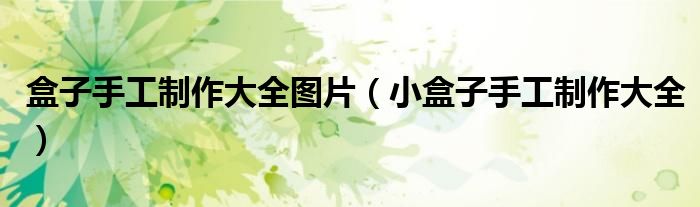 盒子手工制作大全图片(小盒子手工制作大全)