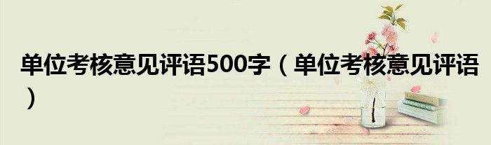 单位考核意见评语500字(单位考核意见评语)