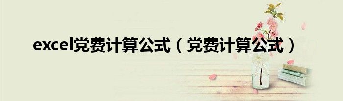 excel党费计算公式(党费计算公式)