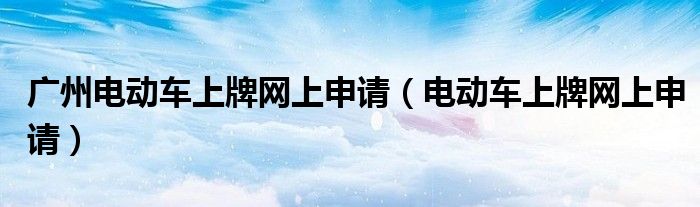 广州电动车上牌网上申请(电动车上牌网上申请)