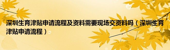 深圳生育津贴申请流程及资料需要现场交资料吗(深圳生育津贴申请流程)