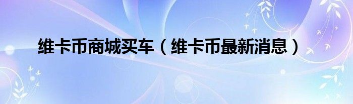 维卡币商城买车(维卡币最新消息)