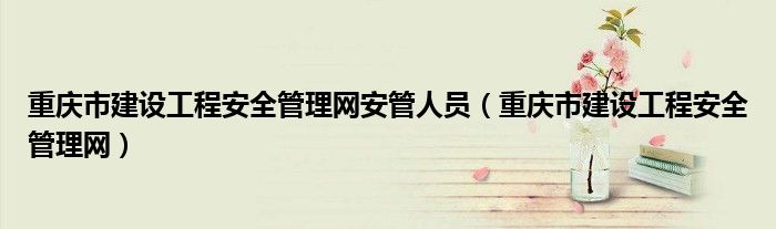 重庆市建设工程安全管理网安管人员（重庆市建设工程安全管理网）