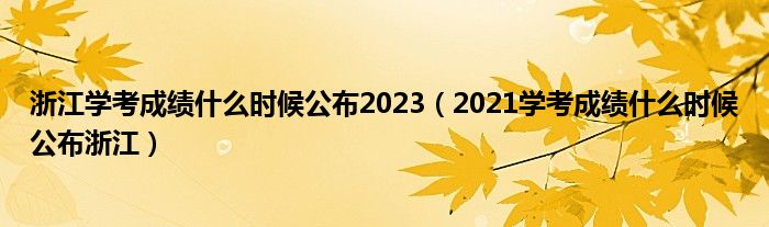 浙江学考成绩什么时候公布2023（2021学考成绩什么时候公布浙江）