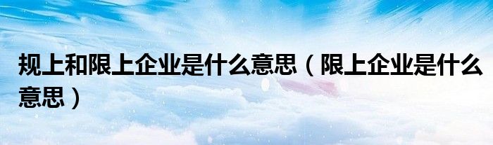 规上和限上企业是什么意思(限上企业是什么意思)