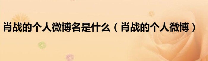 肖战的个人微博名是什么(肖战的个人微博)