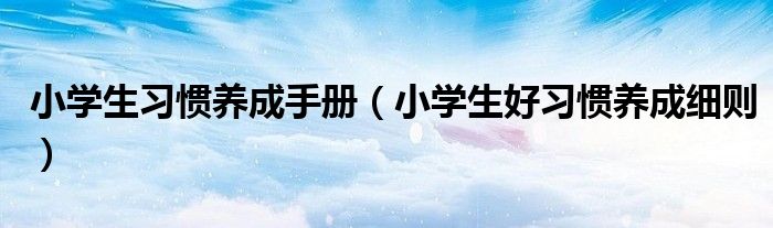 小学生习惯养成手册(小学生好习惯养成细则)