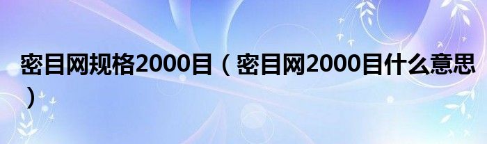 密目网规格2000目(密目网2000目什么意思)