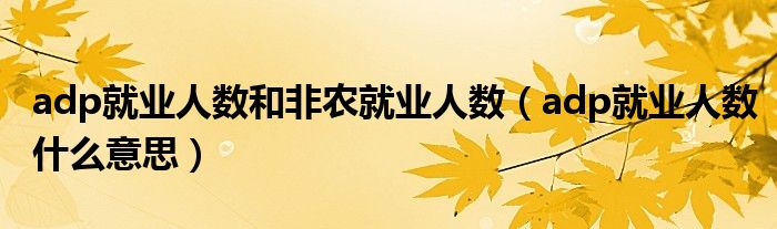 adp就业人数和非农就业人数(adp就业人数什么意思)