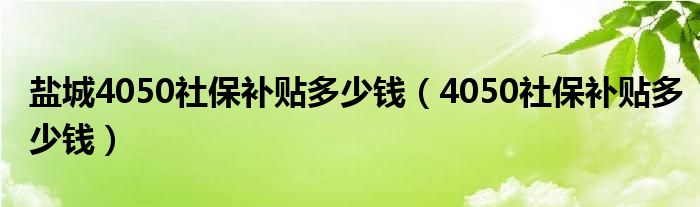 盐城4050社保补贴多少钱(4050社保补贴多少钱)
