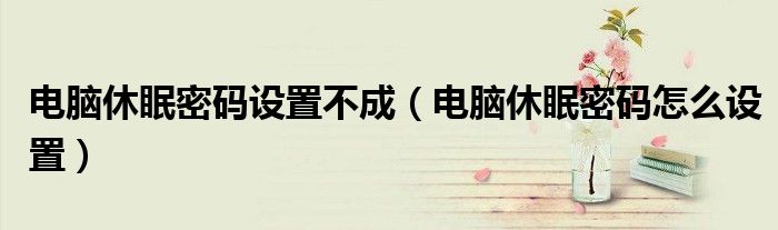 电脑休眠密码设置不成(电脑休眠密码怎么设置)