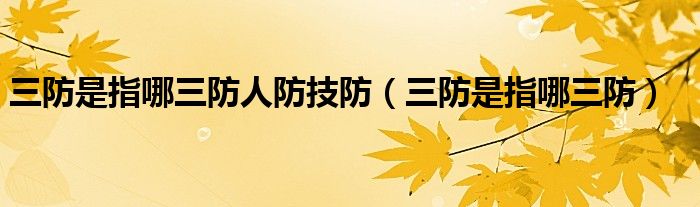 三防是指哪三防人防技防(三防是指哪三防)