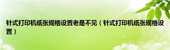 针式打印机纸张规格设置老是不见(针式打印机纸张规格设置)
