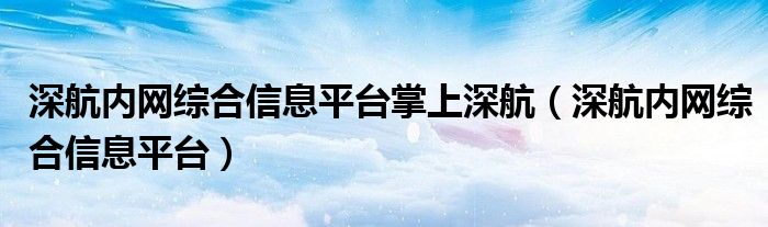 深航内网综合信息平台掌上深航(深航内网综合信息平台)