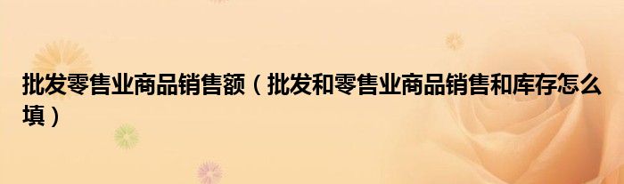 批发零售业商品销售额(批发和零售业商品销售和库存怎么填)