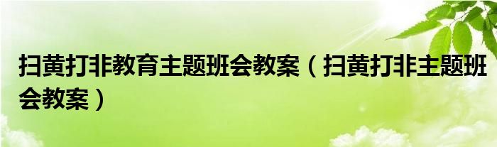 扫黄打非教育主题班会教案(扫黄打非主题班会教案)