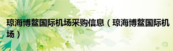 琼海博鳌国际机场采购信息(琼海博鳌国际机场)