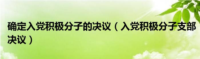 确定入党积极分子的决议(入党积极分子支部决议)