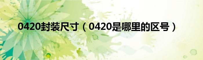 0420封装尺寸(0420是哪里的区号)