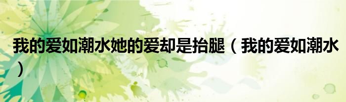 我的爱如潮水她的爱却是抬腿(我的爱如潮水)