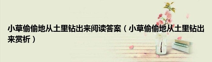 小草偷偷地从土里钻出来阅读答案(小草偷偷地从土里钻出来赏析)