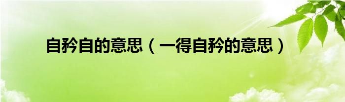 自矜自的意思(一得自矜的意思)