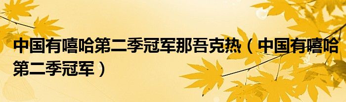 中国有嘻哈第二季冠军那吾克热(中国有嘻哈第二季冠军)
