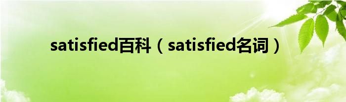 satisfied百科(satisfied名词)