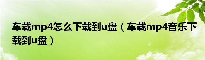 车载mp4怎么下载到u盘(车载mp4音乐下载到u盘)