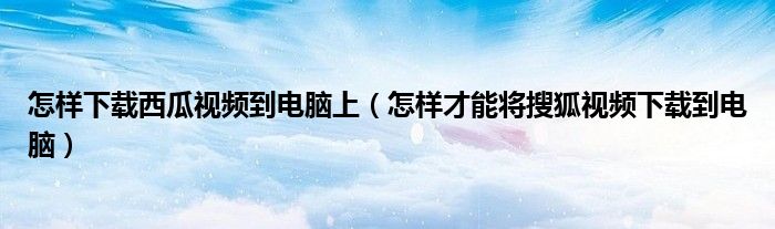 怎样下载西瓜视频到电脑上(怎样才能将搜狐视频下载到电脑)