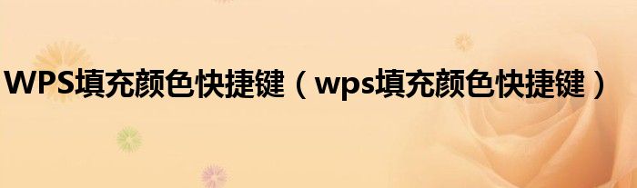 WPS填充颜色快捷键(wps填充颜色快捷键)