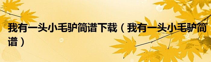 我有一头小毛驴简谱下载(我有一头小毛驴简谱)